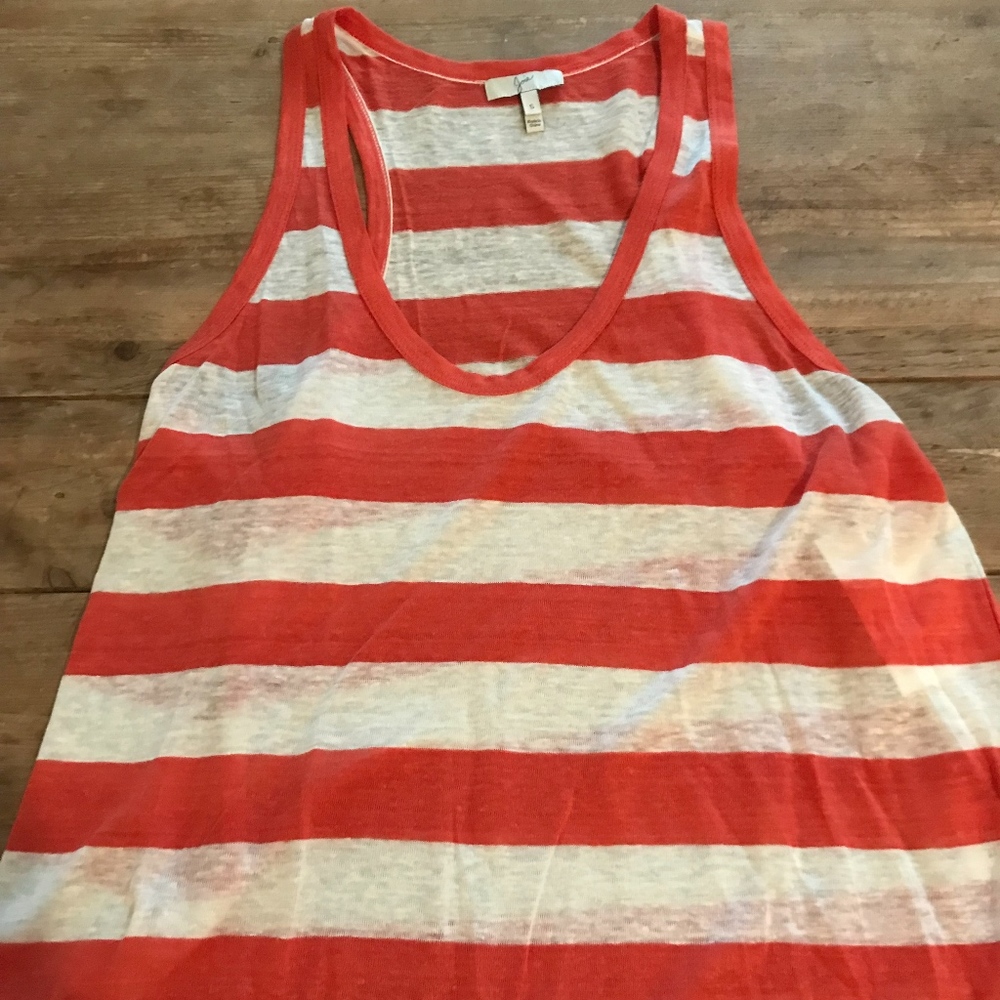 BNWT Joie Linen Orange and white Striped Tank Sz S